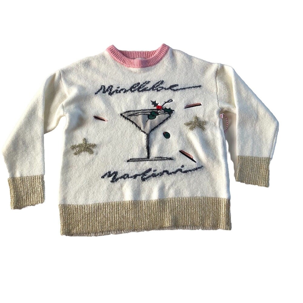Vigoss Christmas Women’s Embellished Sweater “ Mistletoe Martini “ Small NWT